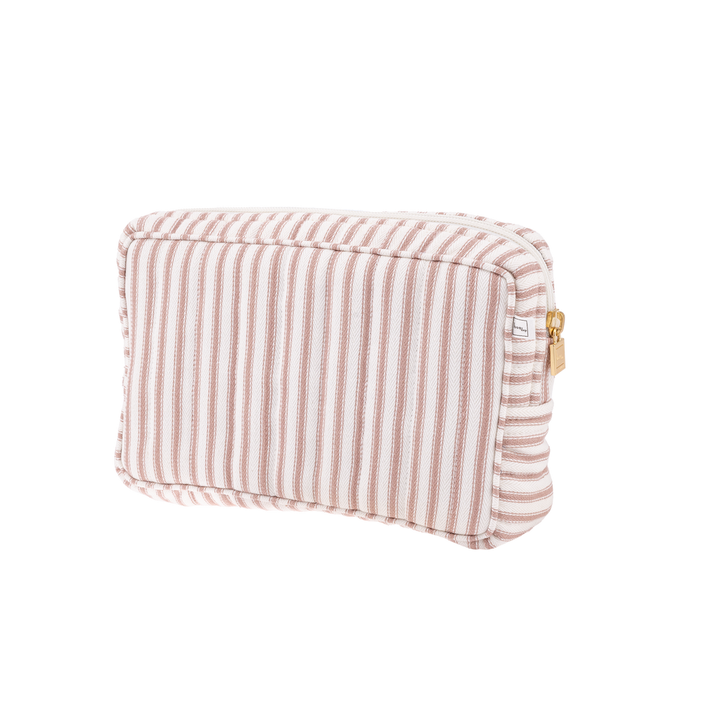 Image of Pouch small mw Ticking stripe dusty pink from Bon Dep Essentials