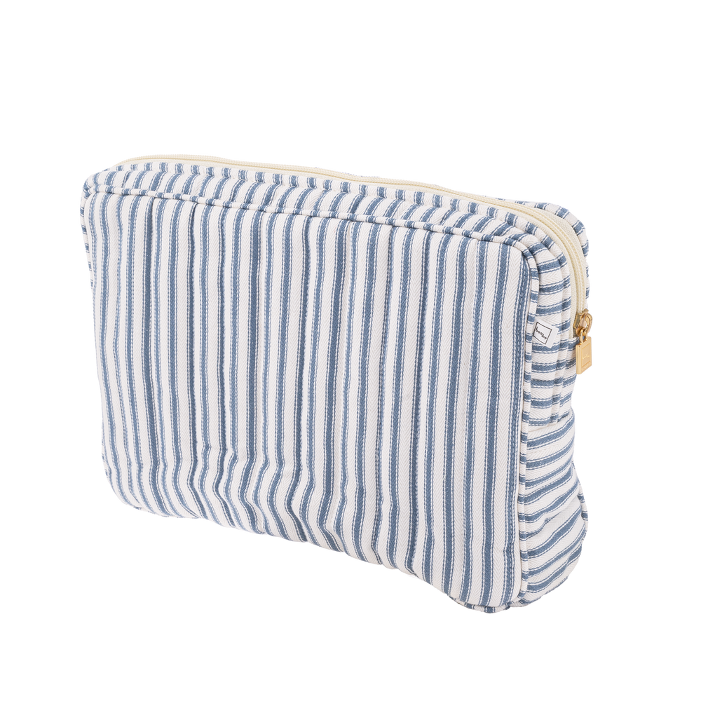 Image of Pouch big mw Ticking stripe blue from Bon Dep Essentials