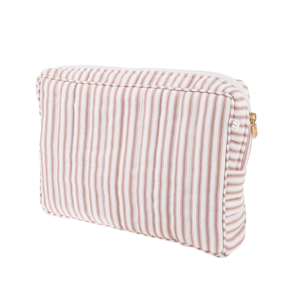 Image of Pouch big mw Ticking stripe dusty pink from Bon Dep Essentials