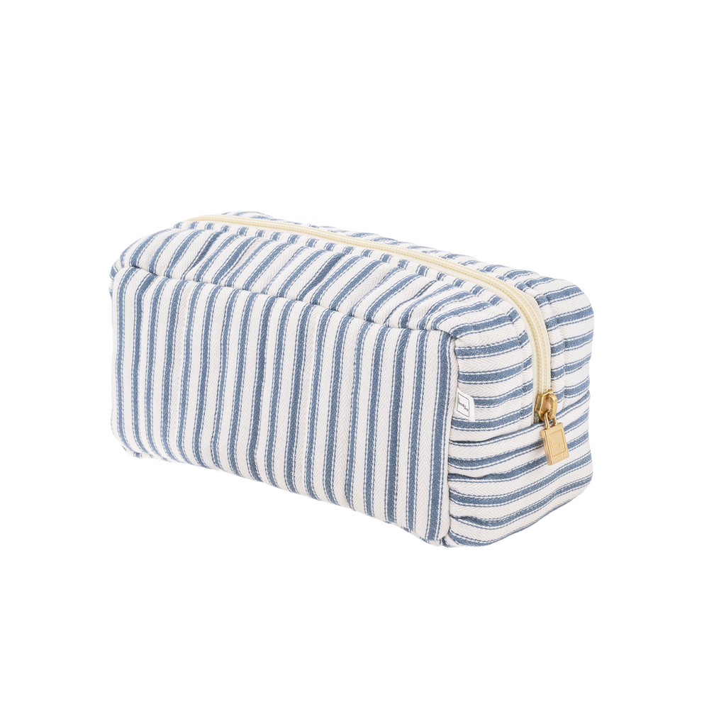 Image of Pouch XS square mw Ticking stripe blue from Bon Dep Essentials