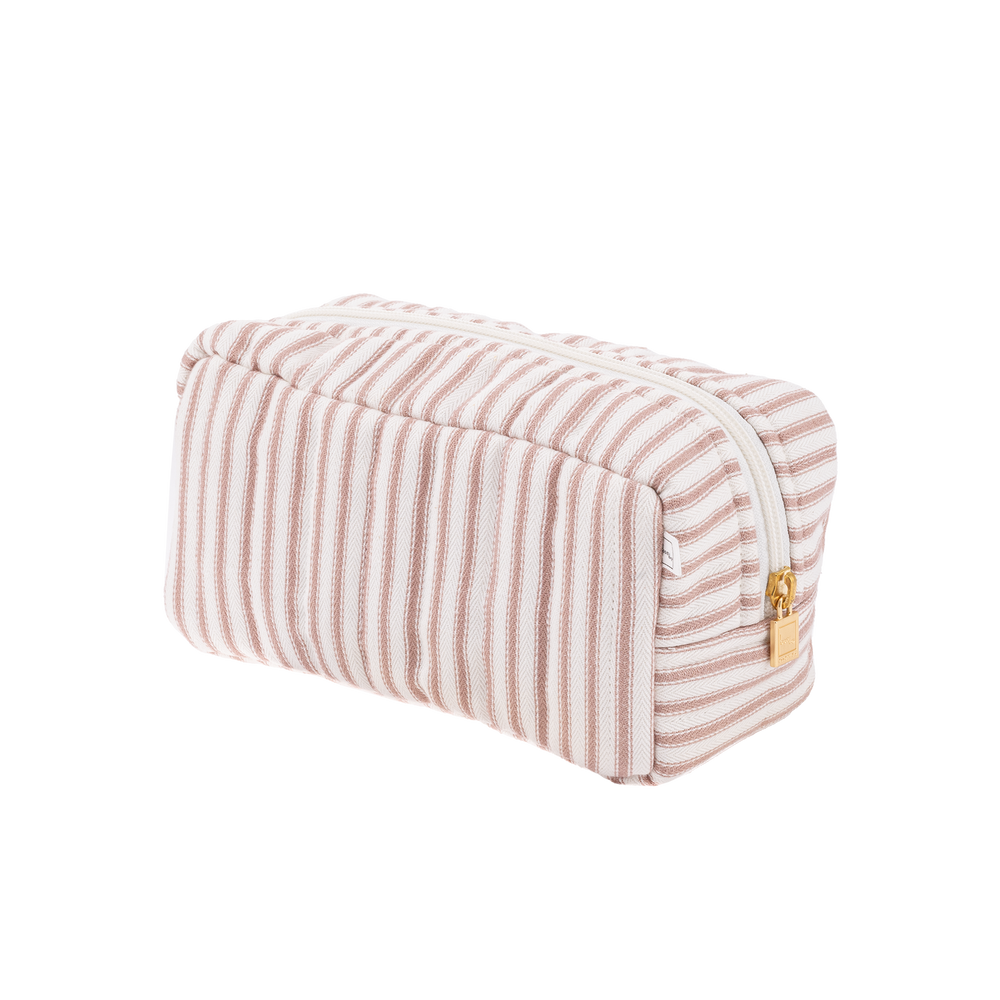 Image of Pouch XS square mw Ticking stripe dusty pink from Bon Dep Essentials