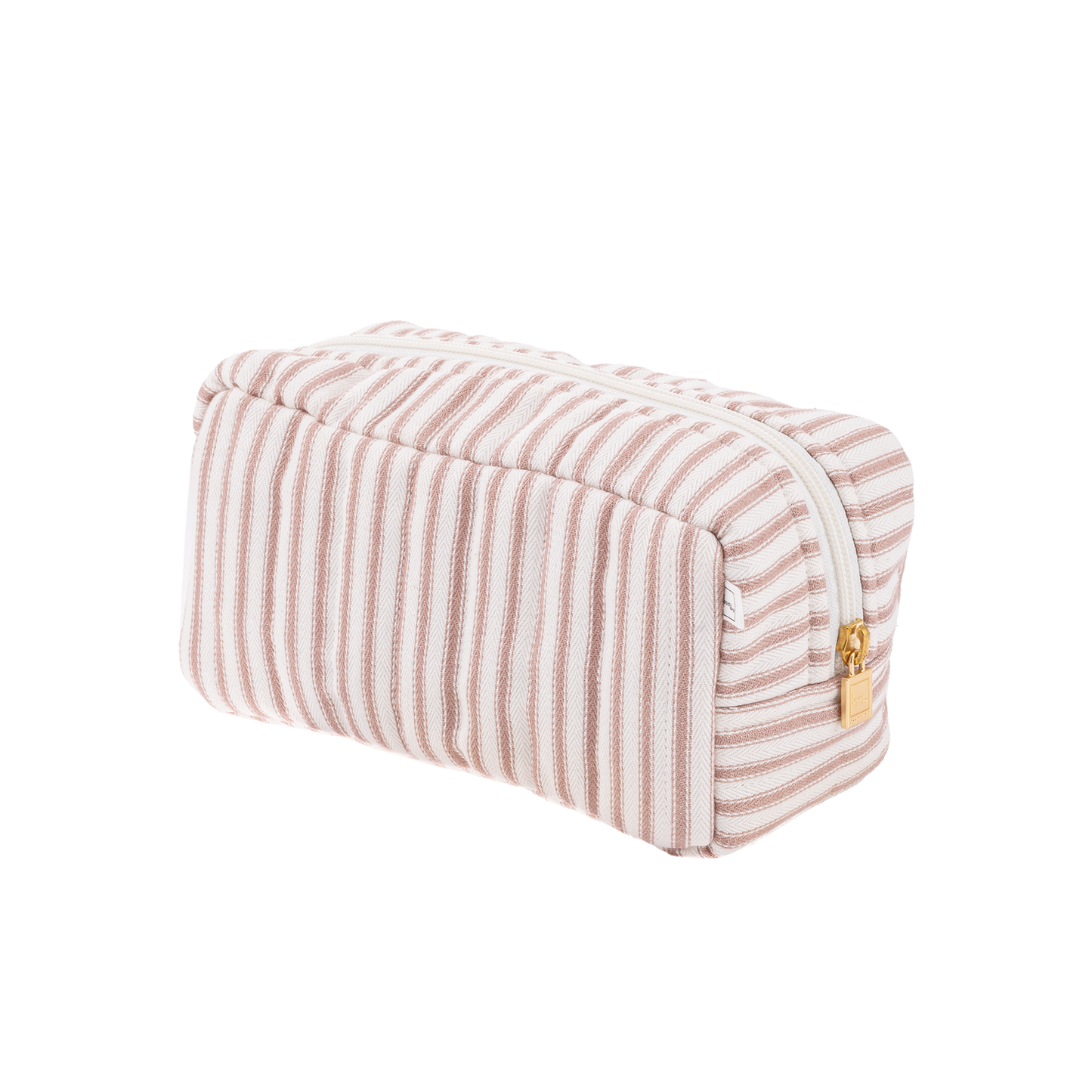 Image of Pouch XS square mw Ticking stripe dusty pink from Bon Dep Essentials