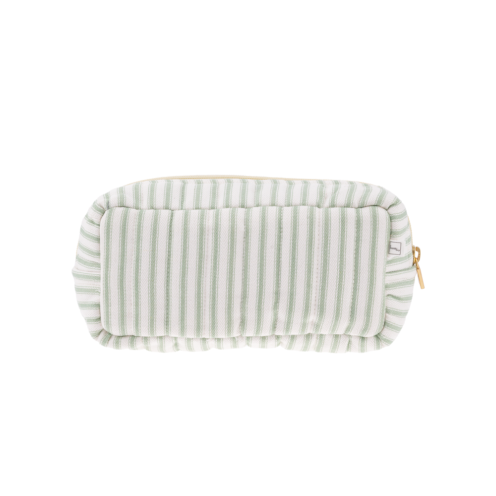 POUCH XS SQUARE MW TICKING STRIPE DUSTY GREEN