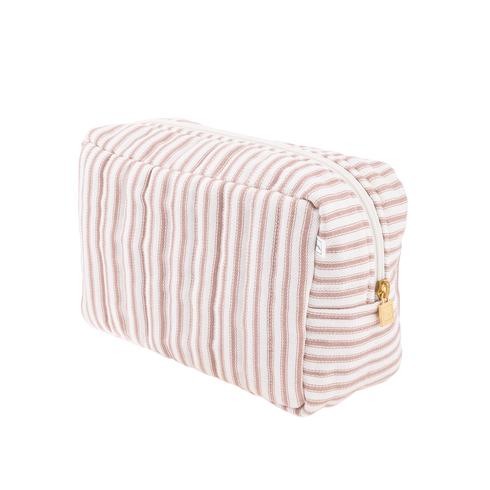 Image of Pouch square mw Ticking stripe dusty pink from Bon Dep Essentials