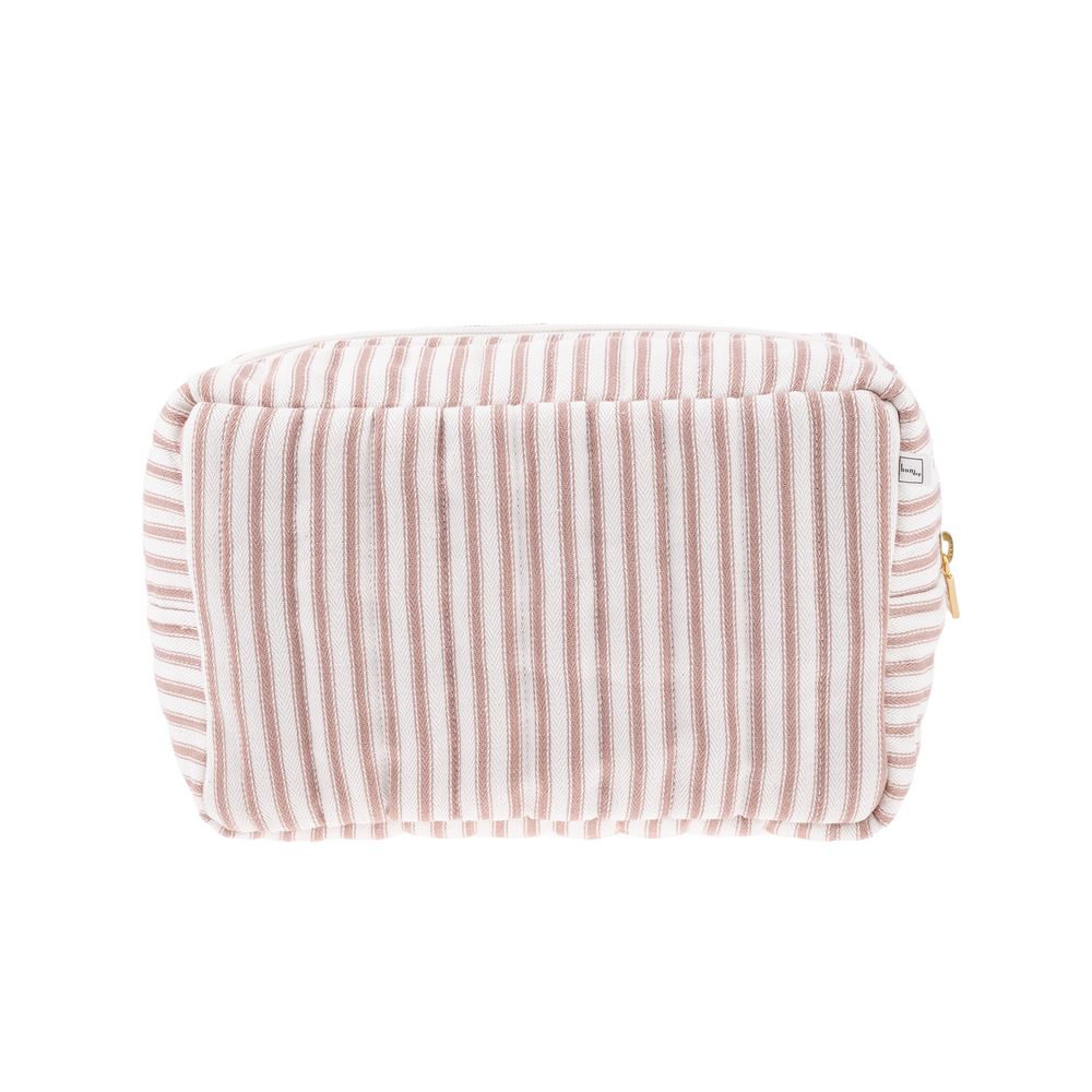 POUCH SQUARE MW TICKING STRIPE DUSTY PINK