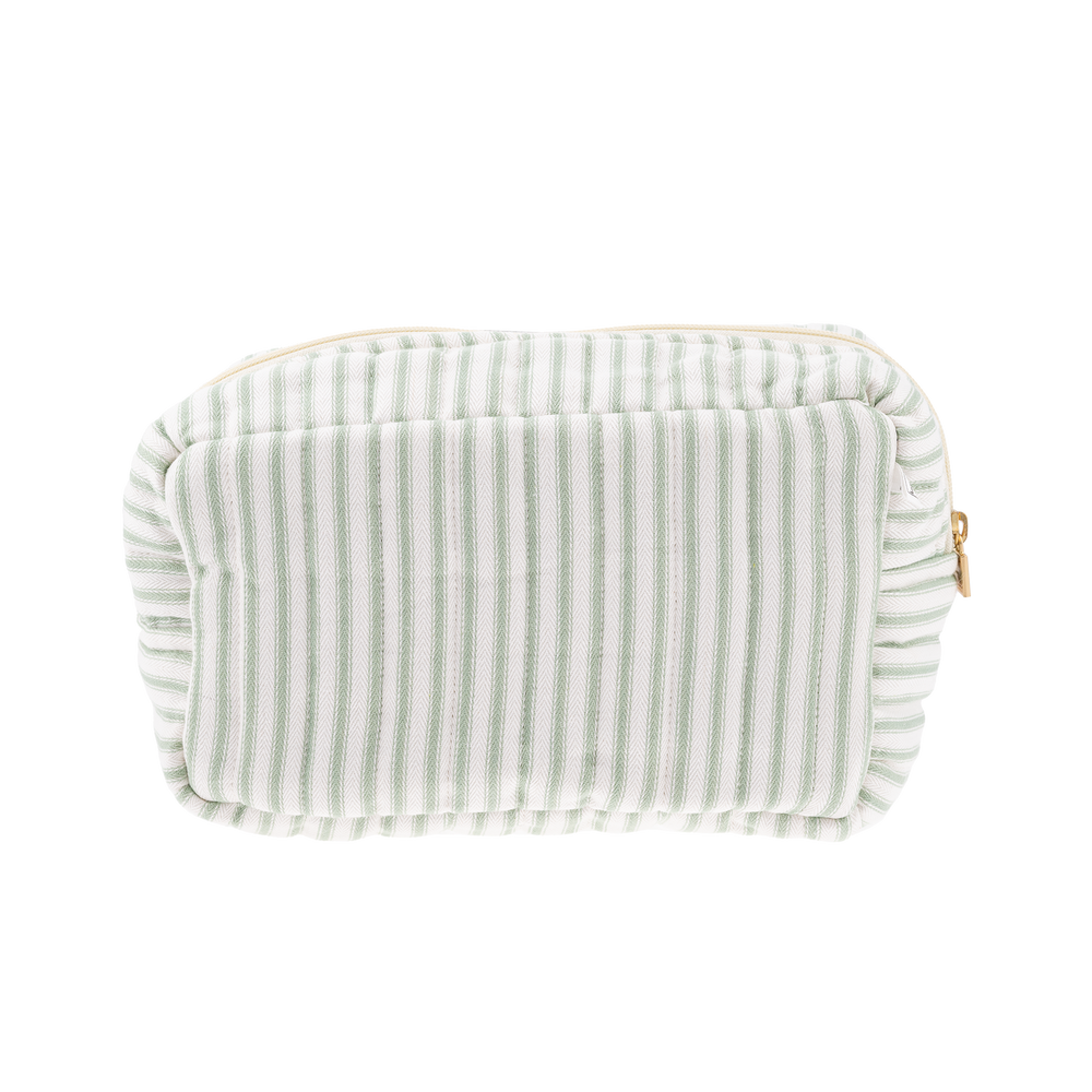 POUCH SQUARE MW TICKING STRIPE DUSTY GREEN