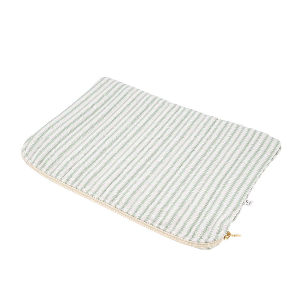 Image of Mac cover mw Ticking stripe dusty green from Bon Dep Essentials