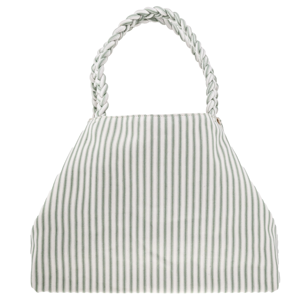 SHOPPER MW TICKING FABRIC DUSTY GREEN