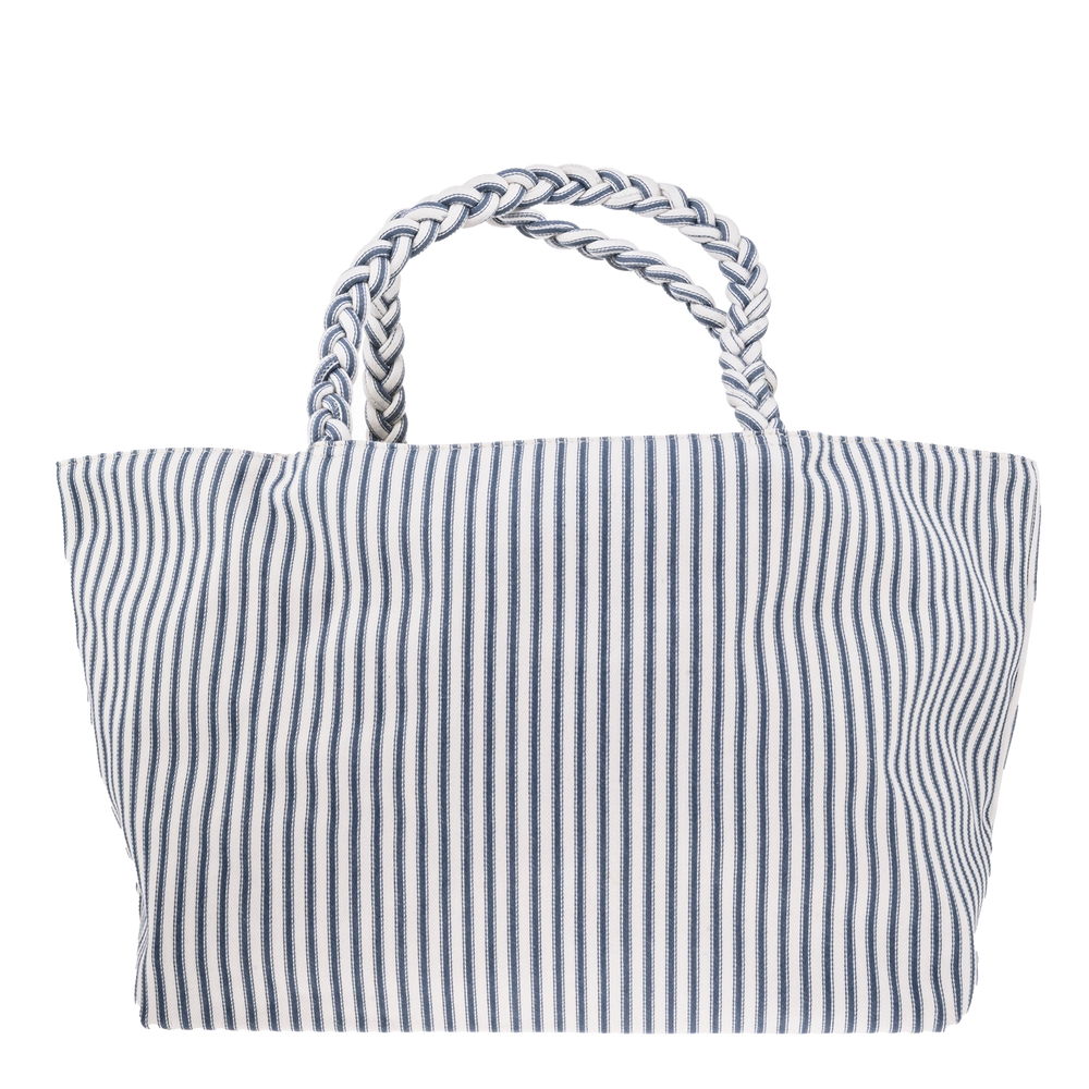 SHOPPER MW TICKING FABRIC BLUE