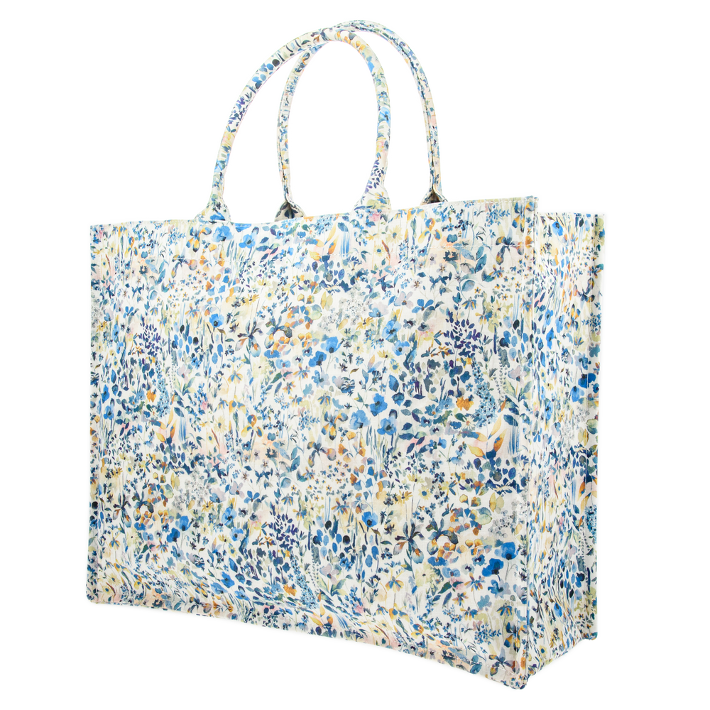 Image of Tote bag mw Liberty Felda blue linen from Bon Dep Essentials